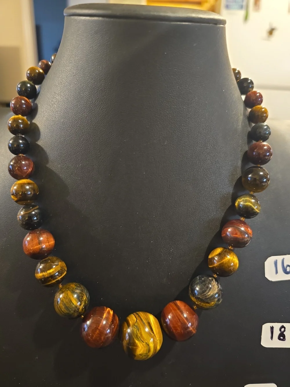 Tiger Eye, Hawk Eye, EAGLES eye, Bead Necklace - Brown, Gold & Black